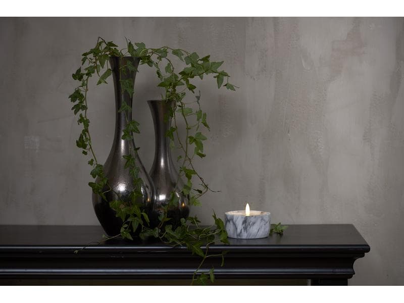 Star Trading LED-Kerze Pillar Flamme Marble Ø 10 x 7.5 cm, LED Kerze mit tanzender Flamme