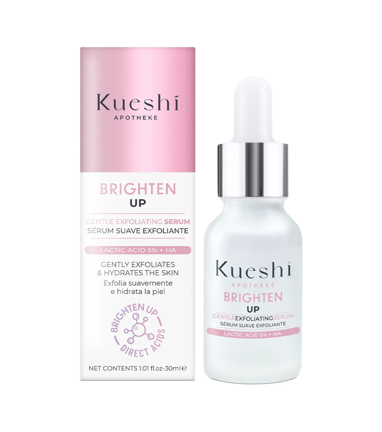 Kueshi - Sérum Facial Esfoliante Suave Ácido Lático 5% + HA Brighten Up
