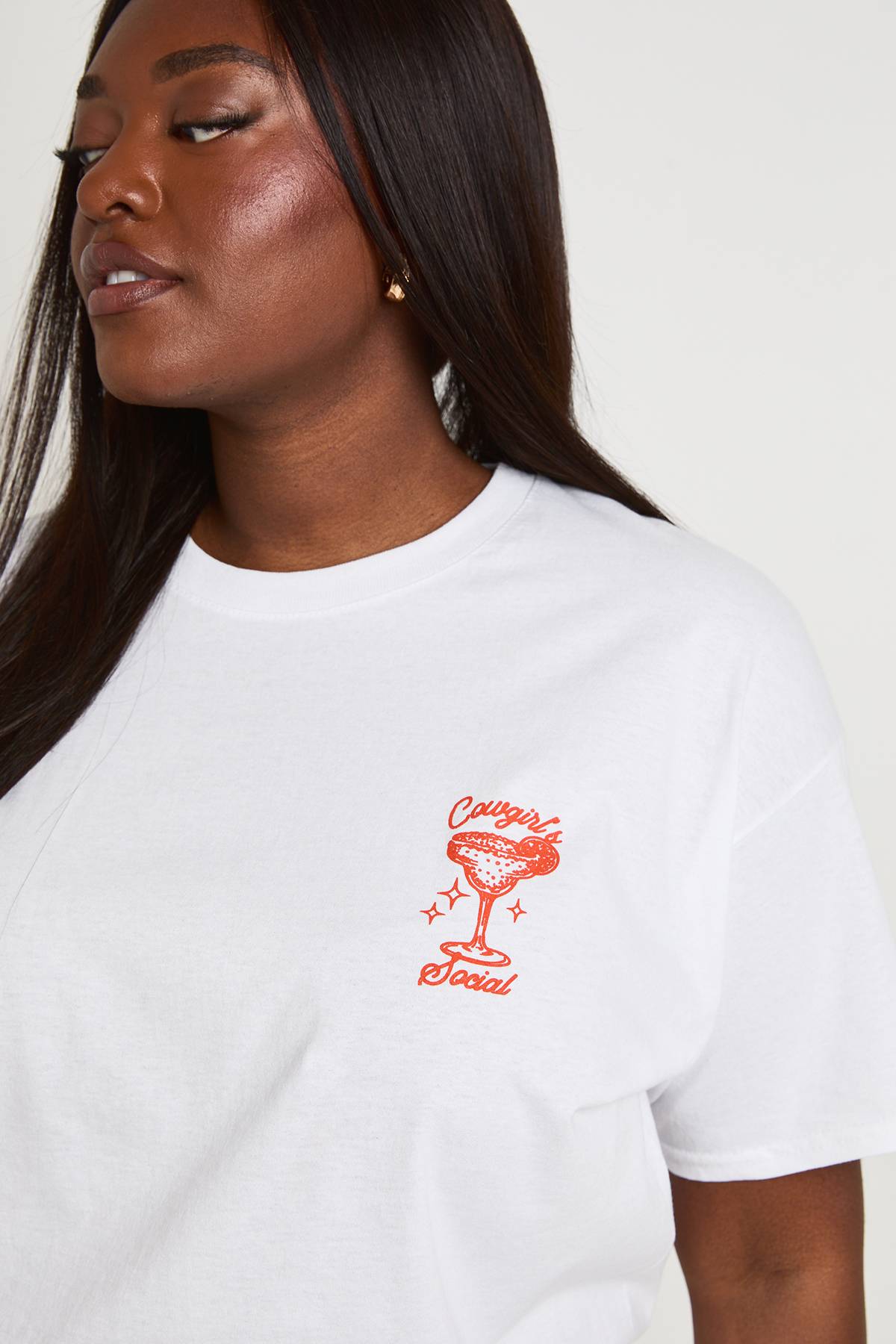 boohoo T-shirt Oversize Grande Taille Motif Cowgirl Social
