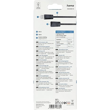 HAMA USB forlængerkabel 1,5 meter