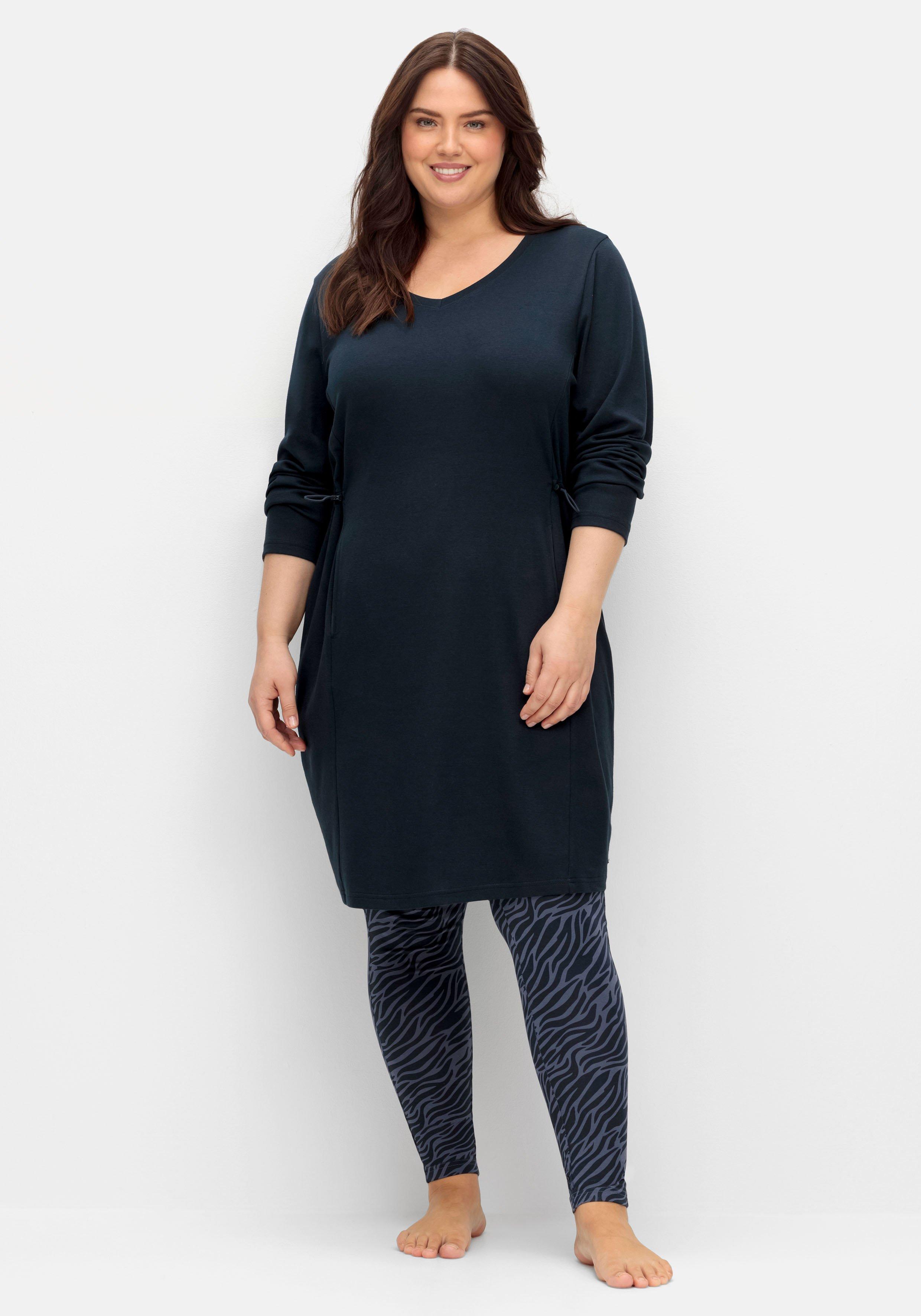 Sweatkleid mit Taschen und regulierbarer Taille