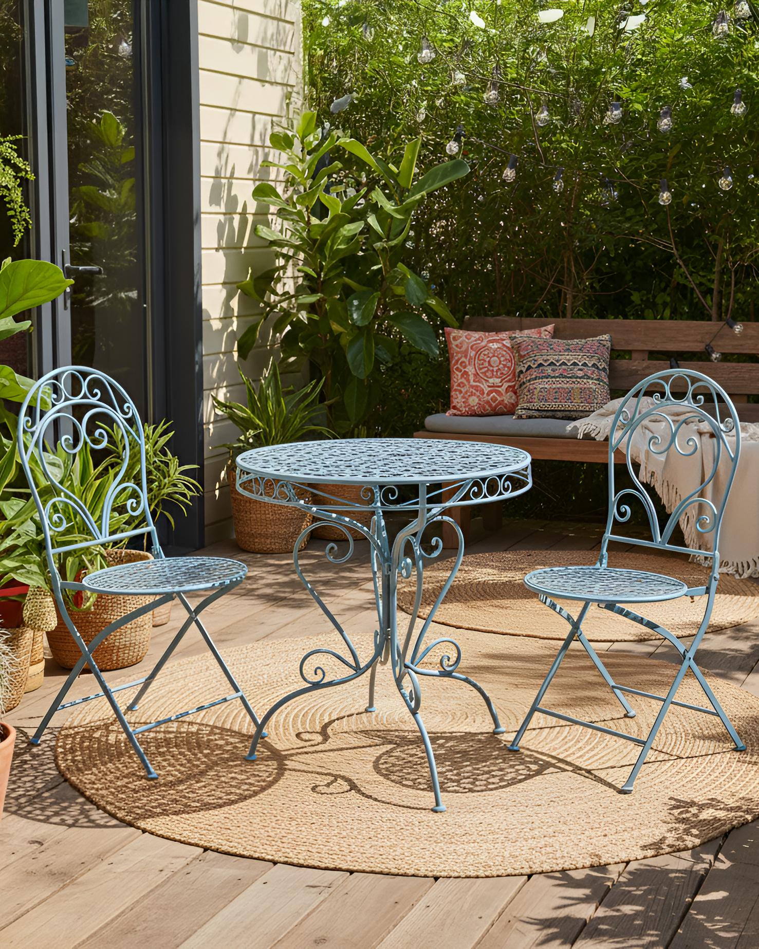 Set van 2 tuinstoelen ALBINIA Metaal Blauw