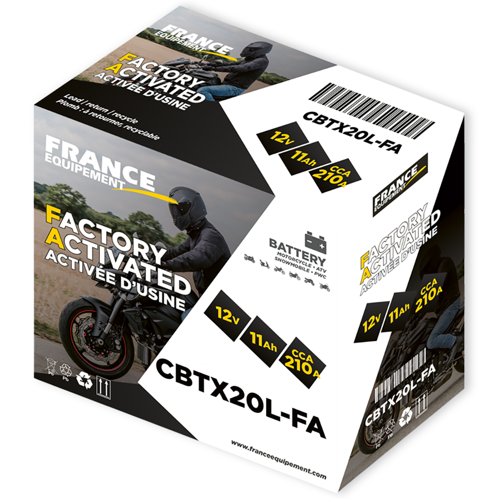 France Equipement - Batterie YTX20L Factory Activated