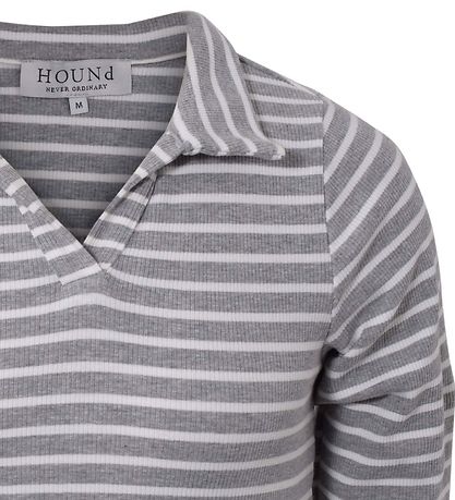 Hound Bluse - Rib Striped - Gr?/Hvid