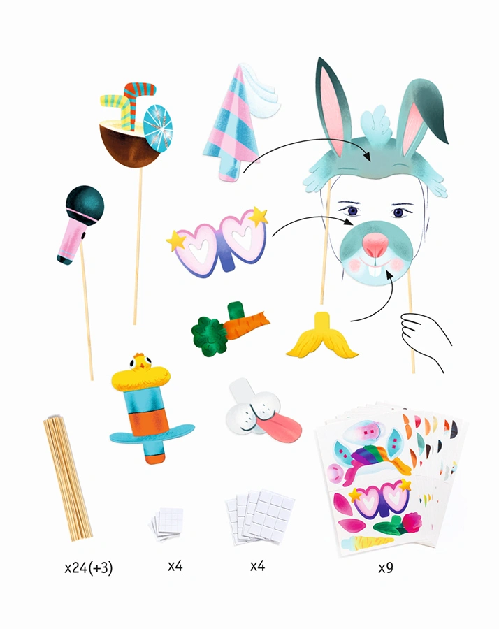 Photobooth-Bastelset DO IT YOURSELF – DAS FEST DER TIERE in bunt