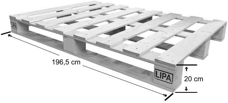 LIPA Bett Palettenbett 140 x 200 cm Massivholzbett Holzbett 140cm Holz Bettgestell (140x200)