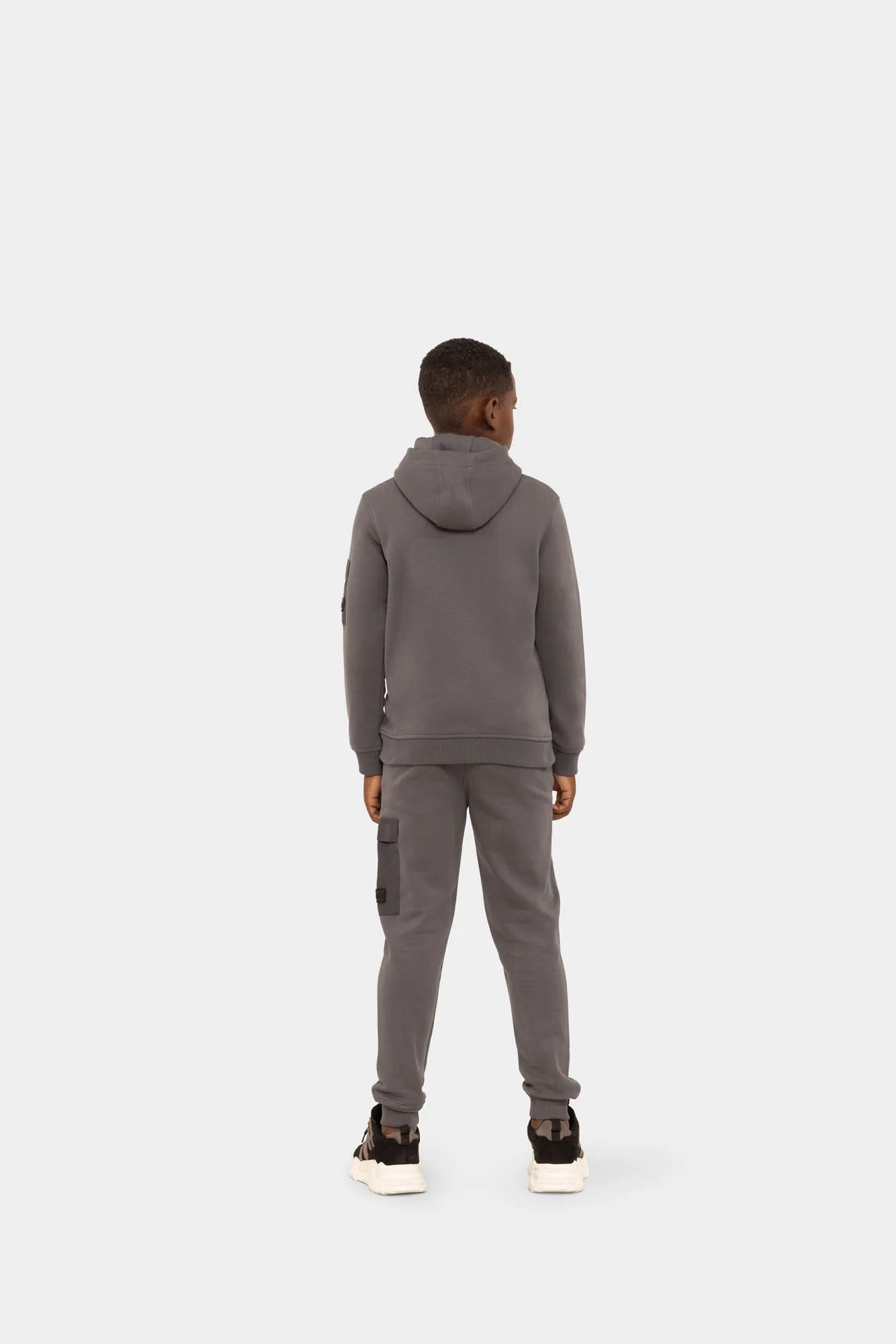 Malelions Nylon Pocket Hoodie Kids Grijs