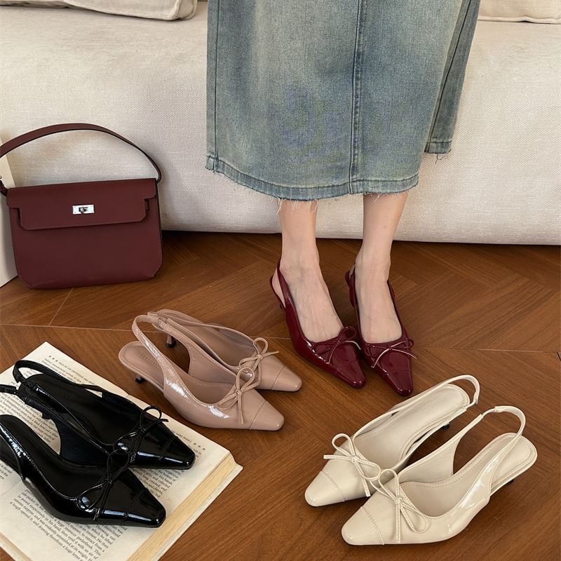 Niuna - Kitten Heel Slingback puntige muiltjes