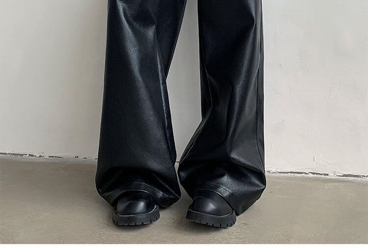 VEAZ - Hoge taille imitatieleren wijde broek