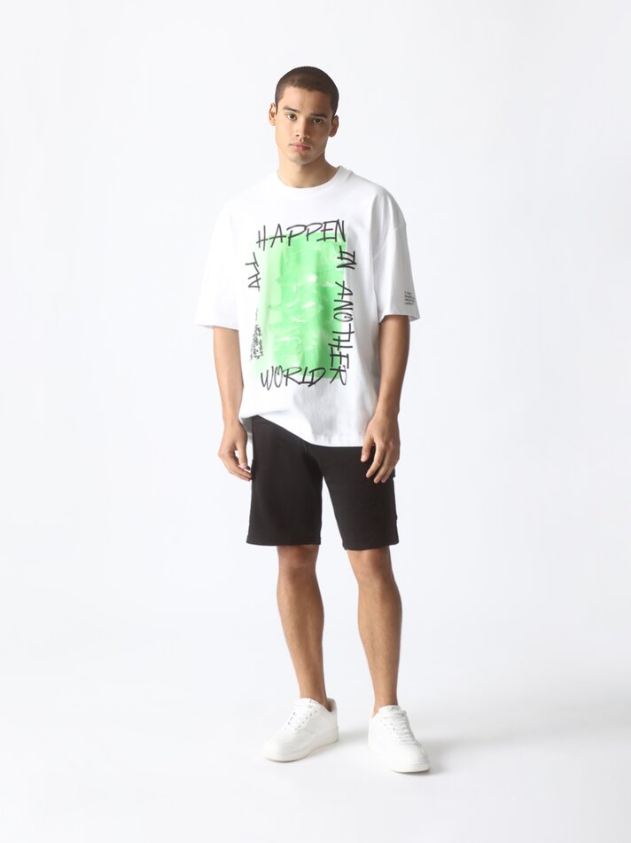 Calções cargo de lã polar - Preto