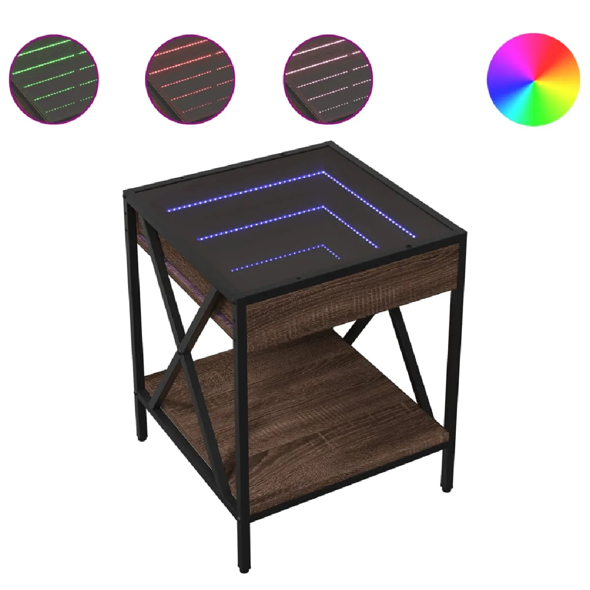 vidaXL Table de chevet LED