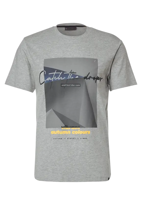 Melangeshirt mit Fotoprint - stone grey melange