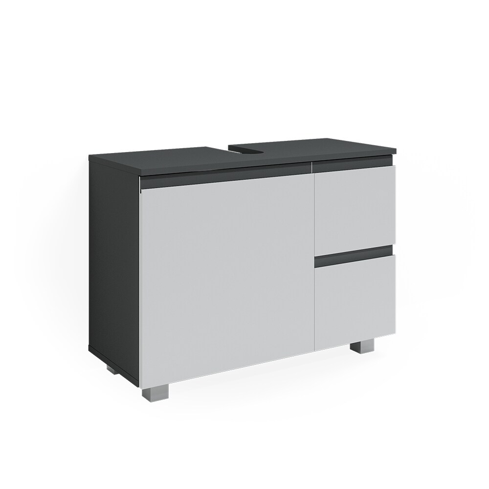 Vicco Waschtischunterschrank Waschbeckenunterschrank Badschrank J-shape Anthrazit Weiß modern 80x61cm Badezimmer Schrank Badmöbel Schranktür Schrankschublade Aufbewahrung