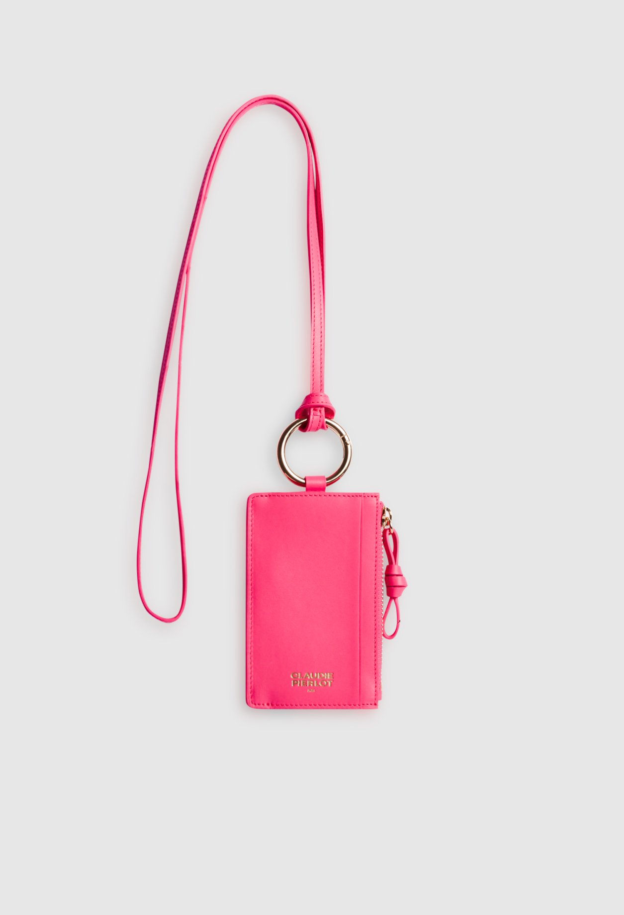 Porte-cartes bandouli&egrave;re cuir lisse