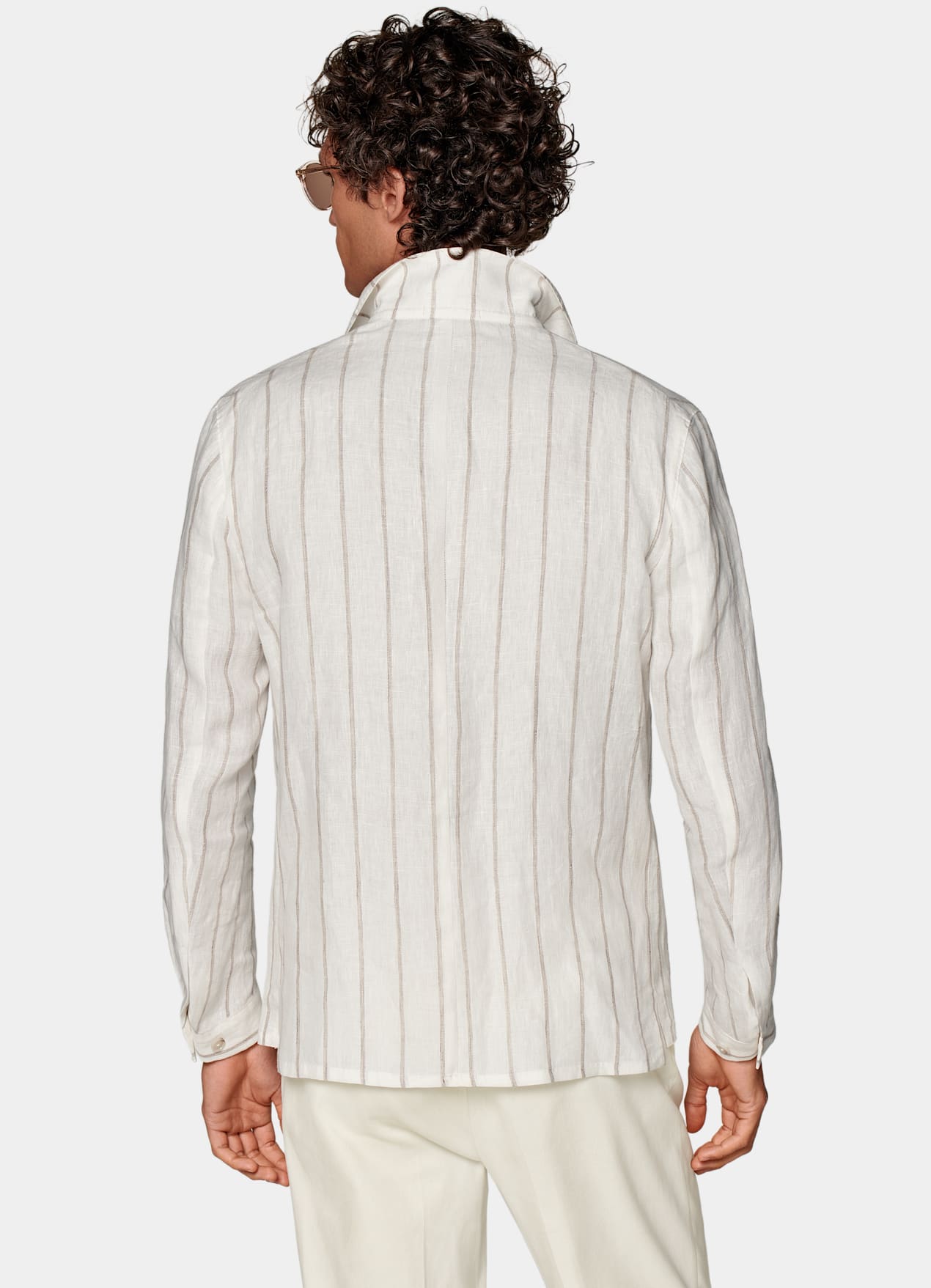 Veste chemise coupe Relaxed marron clair à rayures