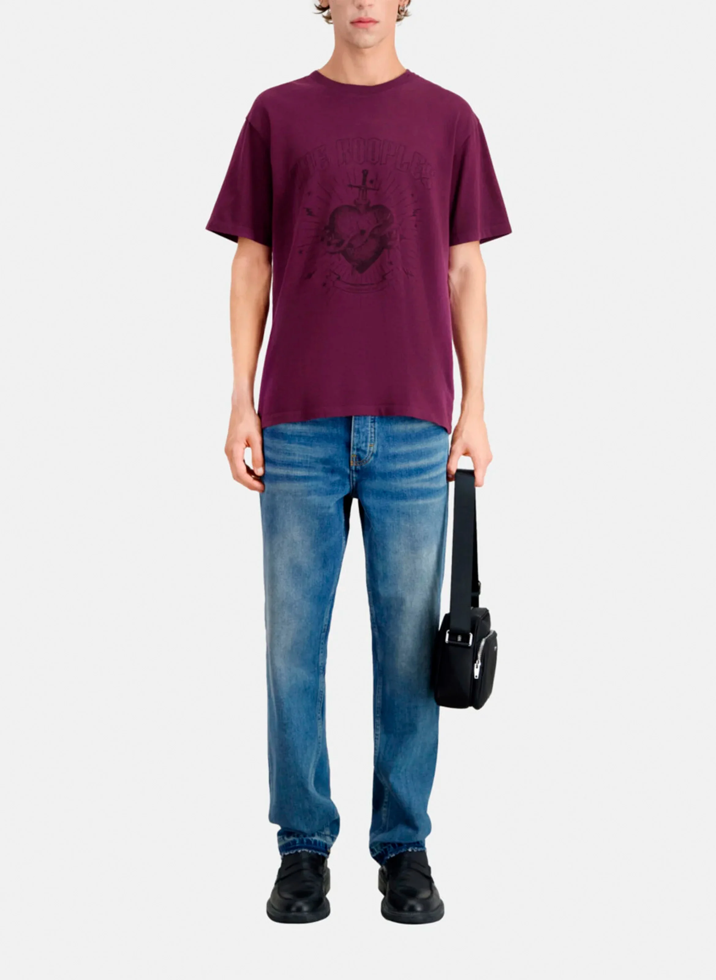 Tee-shirt droit col rond en coton sérigraphié |
