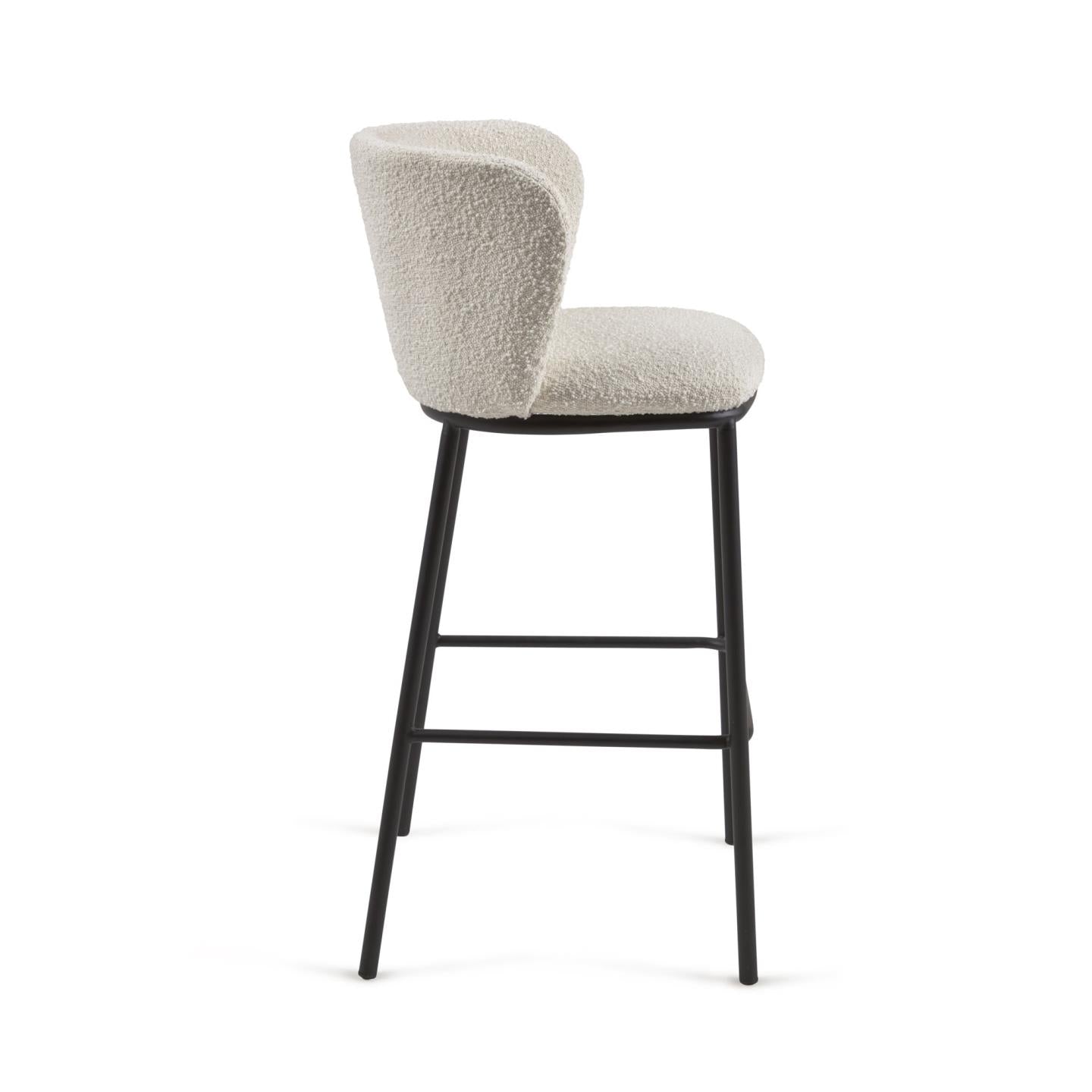 Kave Home Ciselia Barkruk - H 75 cm - Wit / Zwart