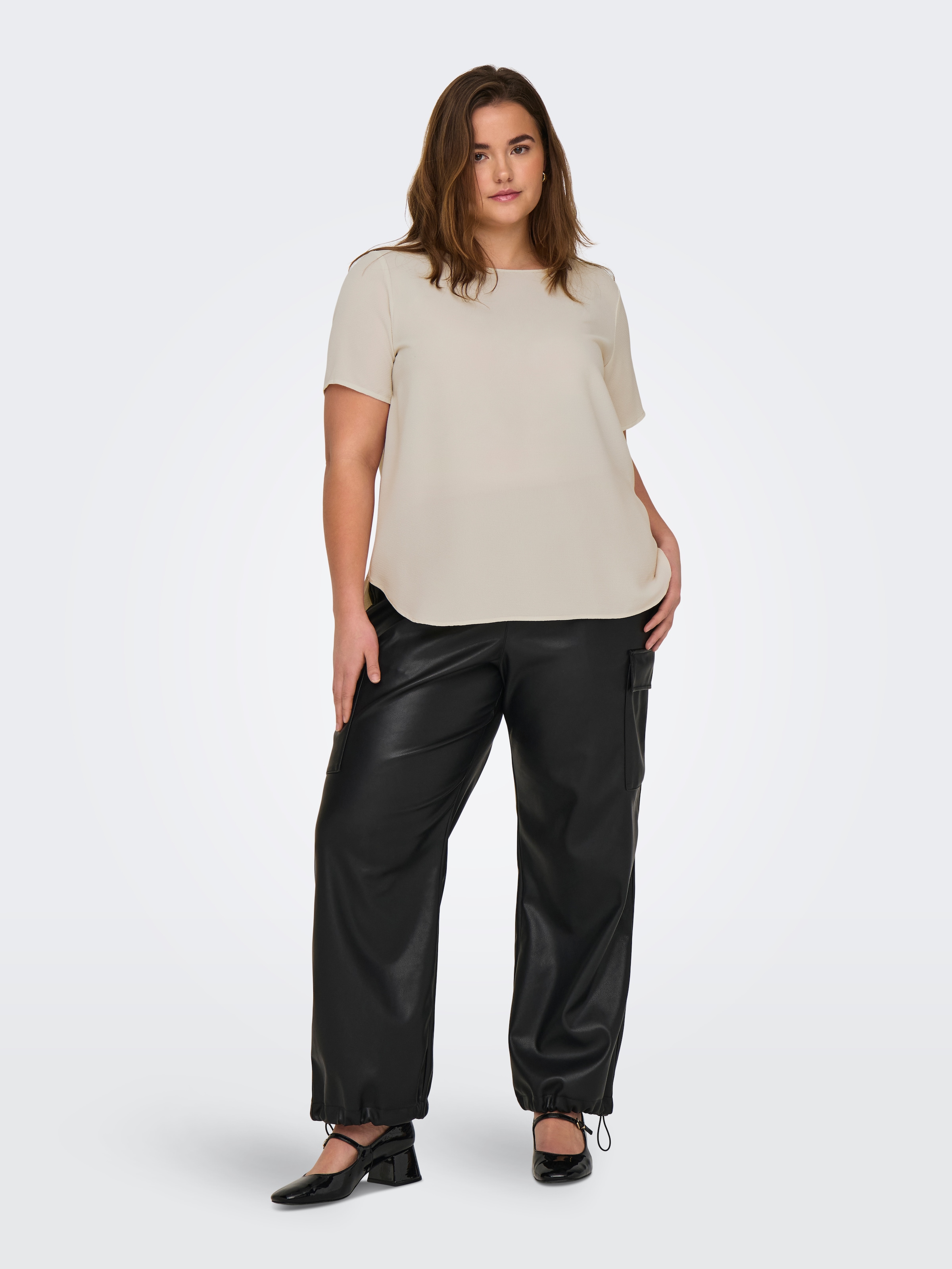 ONLY CARMAKOMA Shirtbluse »CARVICA SS TOP WVN NOOS« Materialmix, regular fit