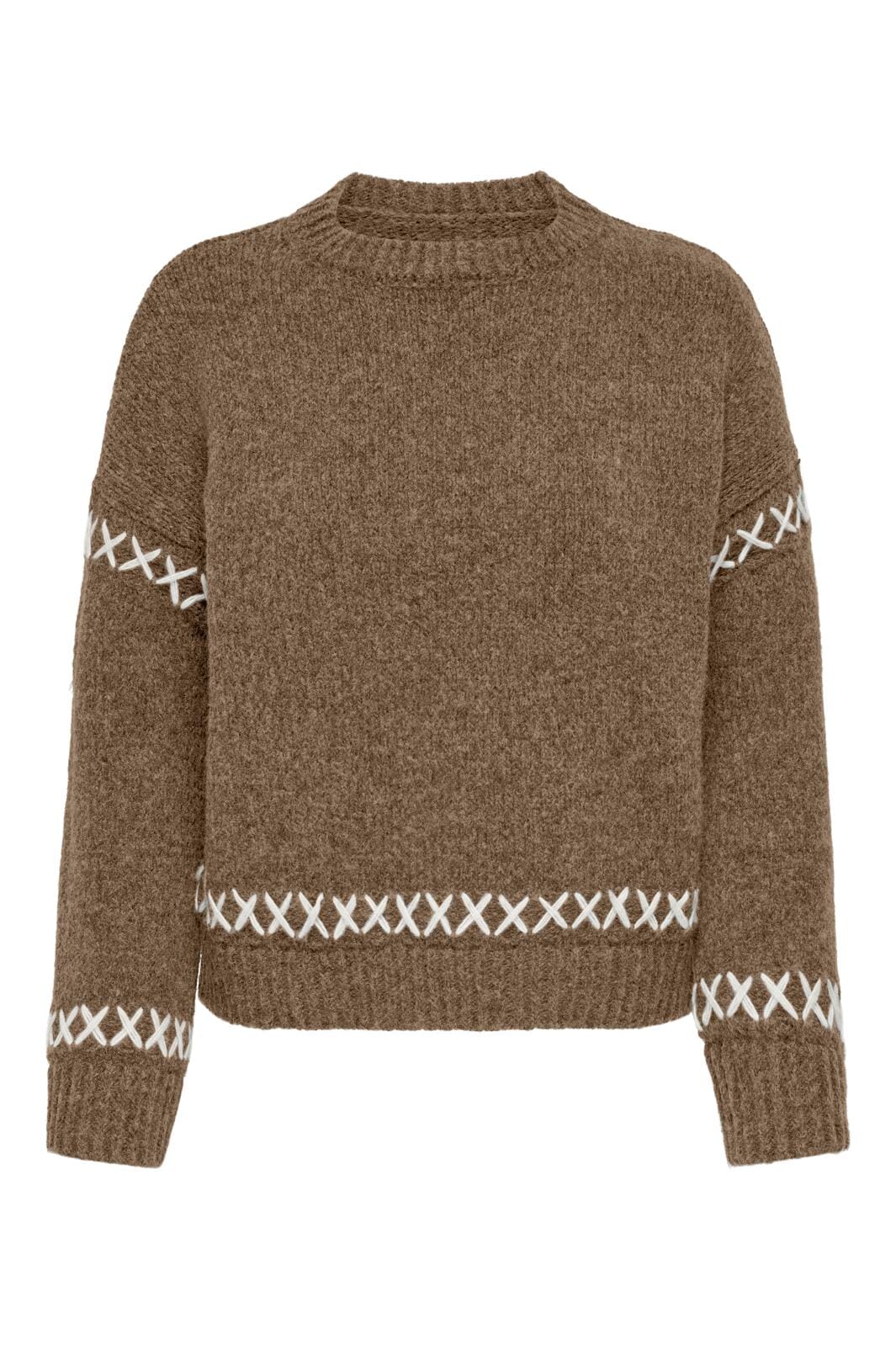 Only Onlamanda Life Ls O-Neck Detail Cc Knt 4579928 malt ball cloud dancer