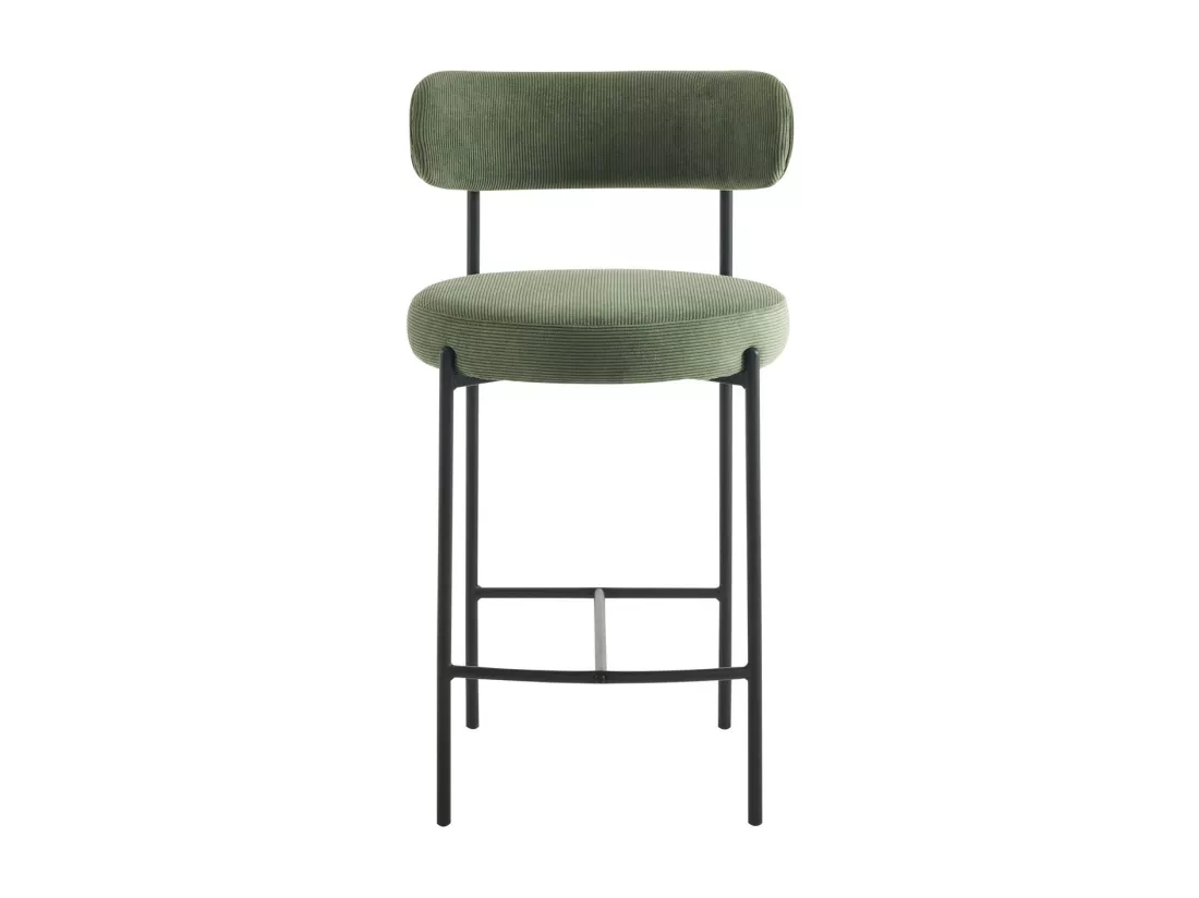 Lot de 2 tabourets de bar en velours côtelé vert - Evora