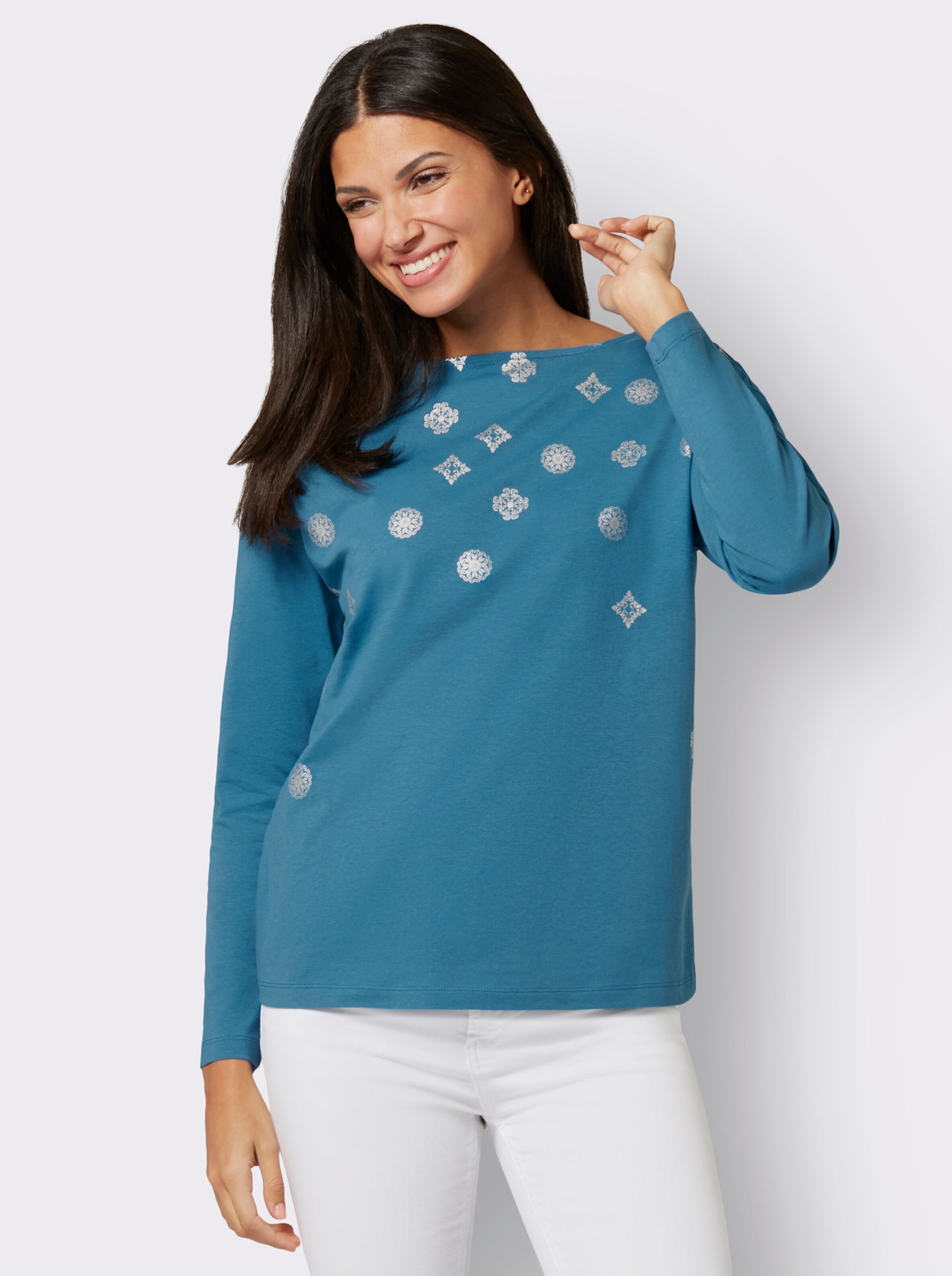 Shirt mit silberfarbenem Glitzer-Druck