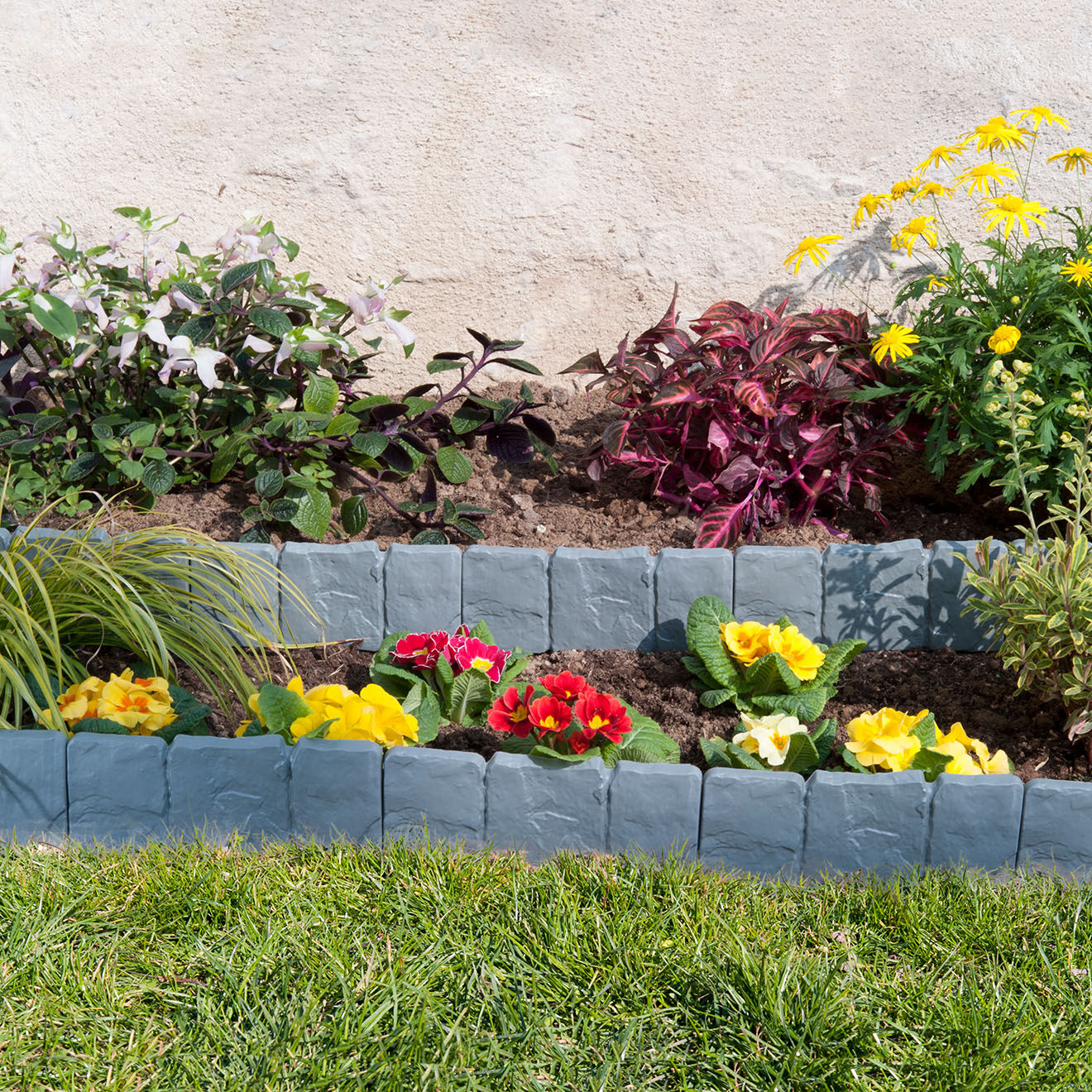 Pratik Garden 20 bordurettes imitation pierre grises - 25.5x1x23cm
