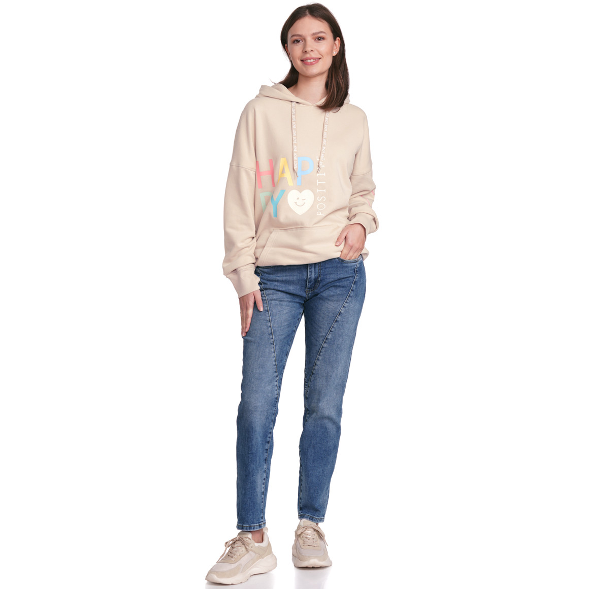 Gina Damen Boyfriend-Jeans mit Tunnelzug blau