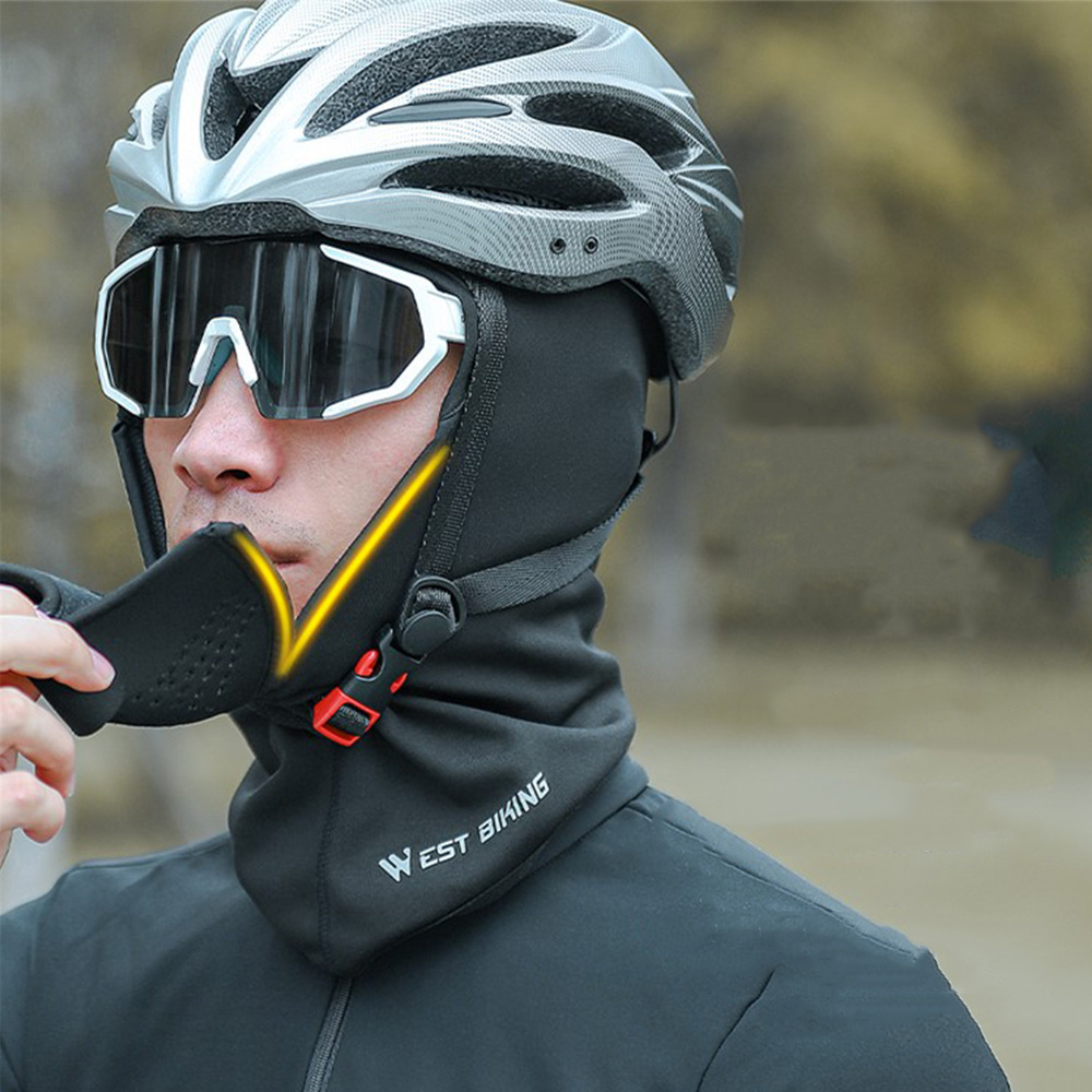Winddichte Ski Sturmhaube Motorrad Halstuch Kälte   UV Gesichts Schutzmaske mit Magnetischer Klappe - Schwarz