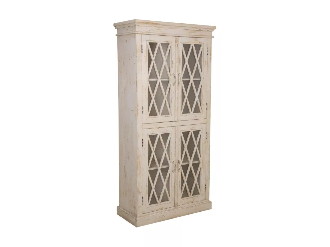 Vitrine blanche faite main en bois et verre 90x40x183