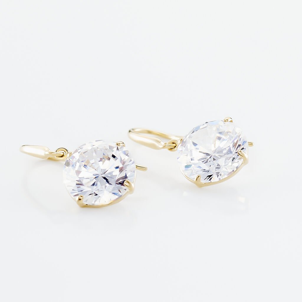 Boucles D'oreilles Pendantes Oxyde Rond Or Jaune Oxyde De Zirconium