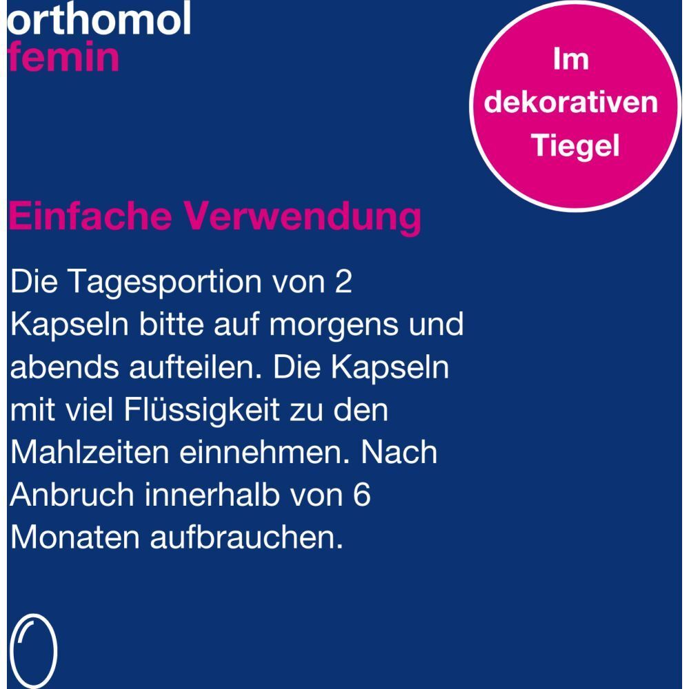 Orthomol Femin - Mikronährstoffe für Frauen in den Wechseljahren - mit Biotin, Selen, Zink, Nachtkerzenöl, Coenzym Q10 - Kapseln