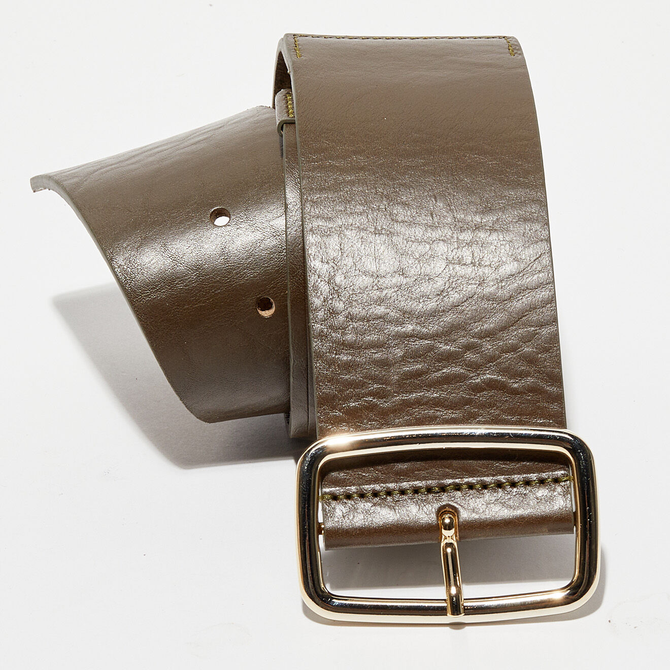 Chloé Stora Ceinture large en Cuir Zazie kaki