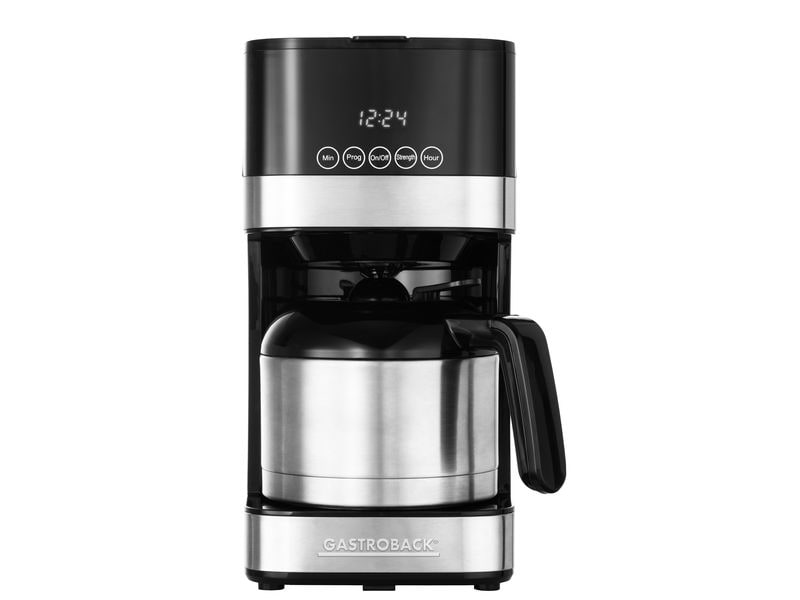 Gastroback Filterkaffeemaschine Essential S Schwarz/Silber Programmierbare Filterkaffeemaschine mit nachhaltigem Kaffeefilter