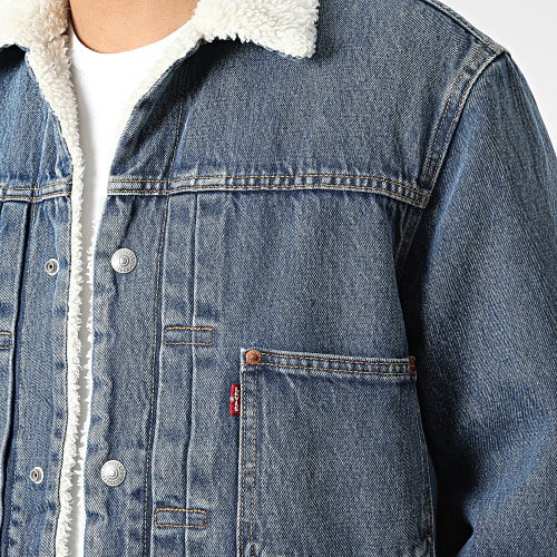 Veste En Jean Col Mouton A4882 Bleu Denim