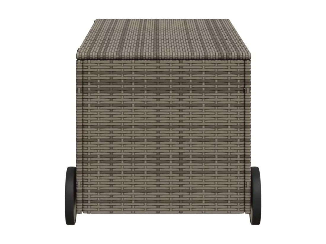 Boîte de rangement de jardin et roues gris 190L résine tressée