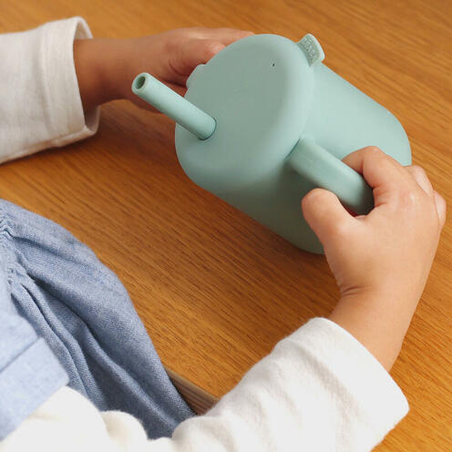 Tasse avec Paille Silicone Sage Green - BEABA