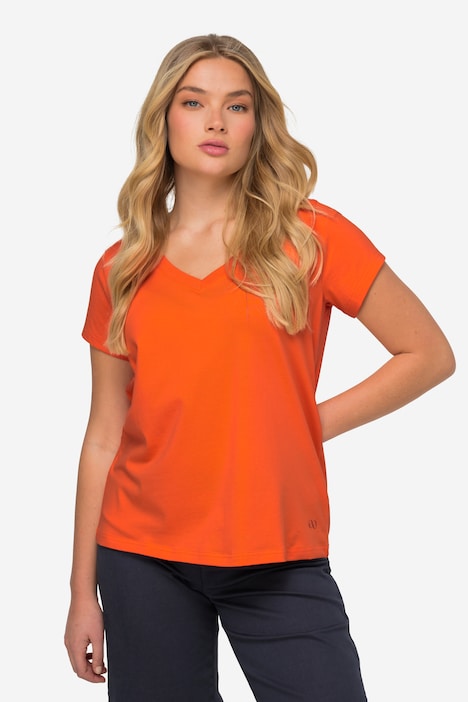 T-Shirt, kleiner Knoten Print, V-Ausschnitt, Halbarm, OEKO-TEX MIG