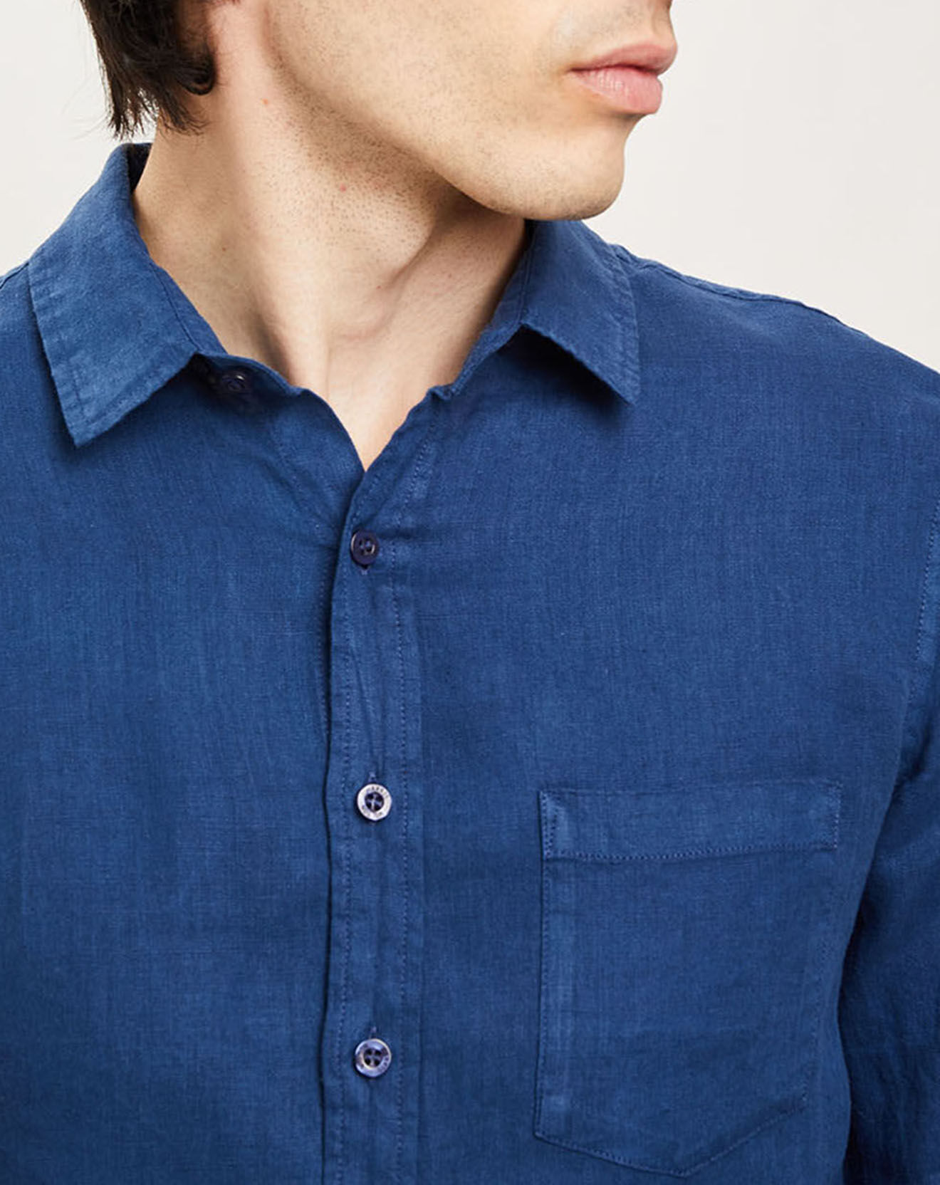 Harris Wilson Chemise slim 100% Lin Efesio indigo