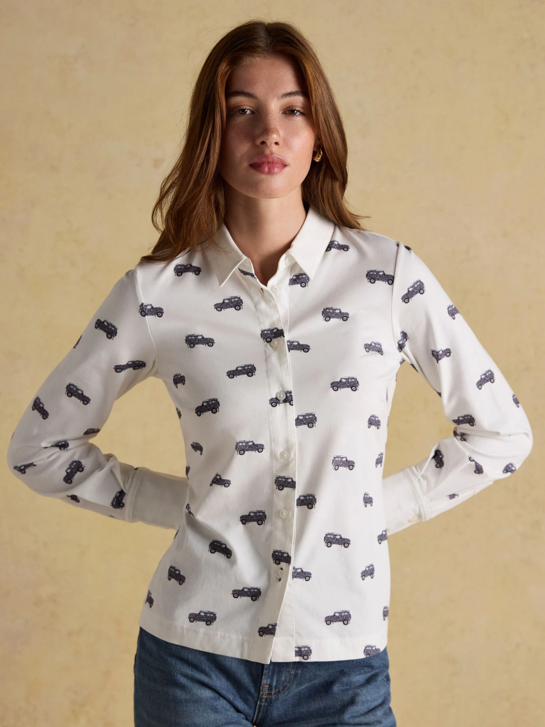 Wit 4x4 - Joules Eleanor Tomlinson katoenen jersey overhemd