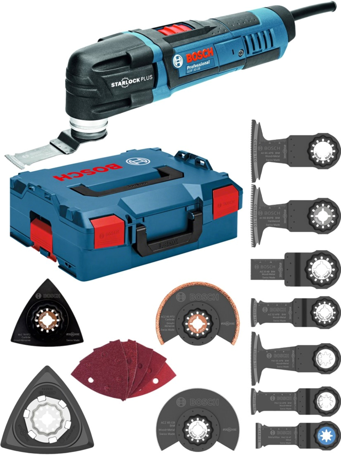 Bosch GOP 30-28 Multitool   16 delige accessoireset in L-Boxx - 300W
