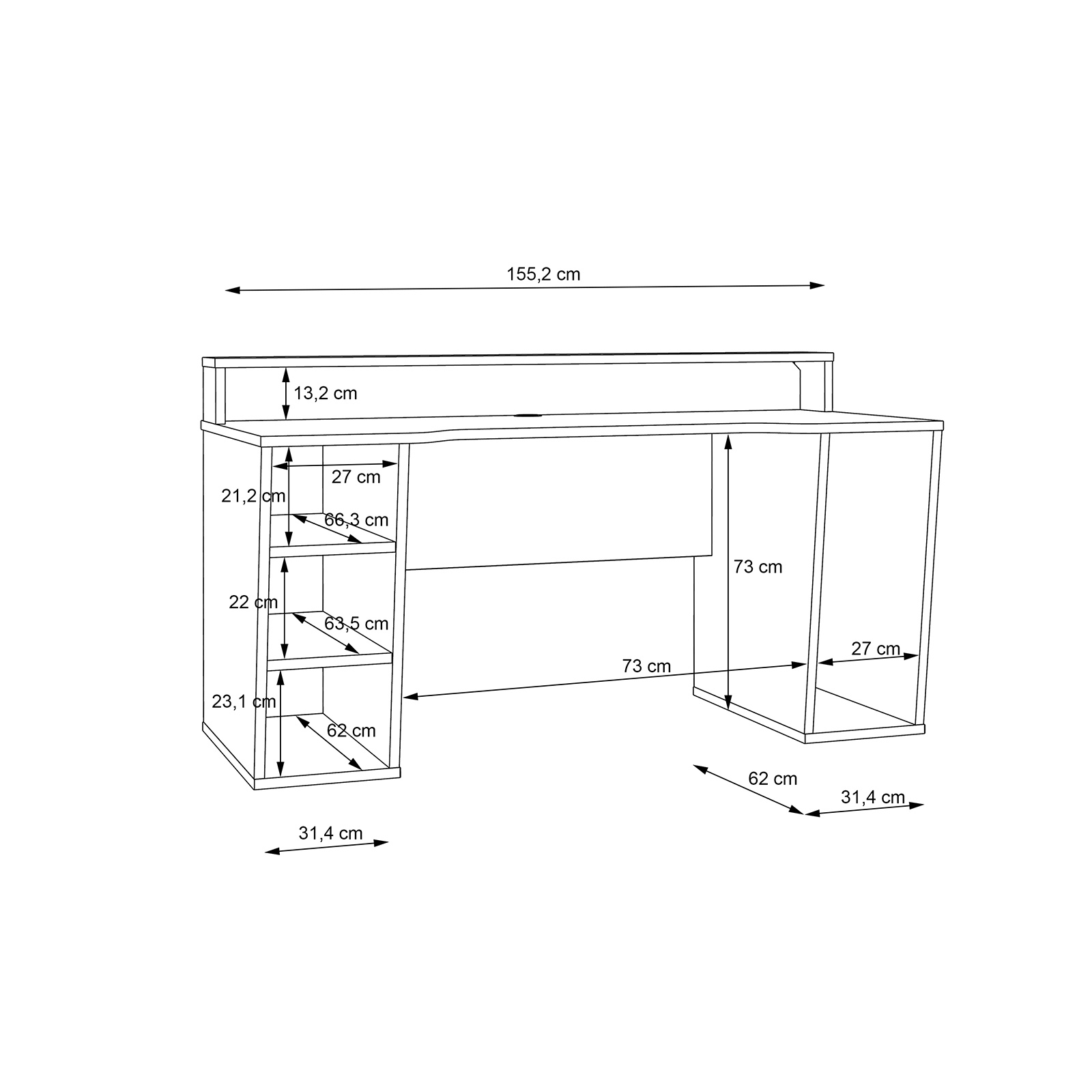 Schreibtisch - weiß - mit LED-Beleuchtung - 160 cm breit