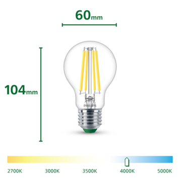 Philips LED peerlamp UltraEfficient transparant E27 75W koelwit licht