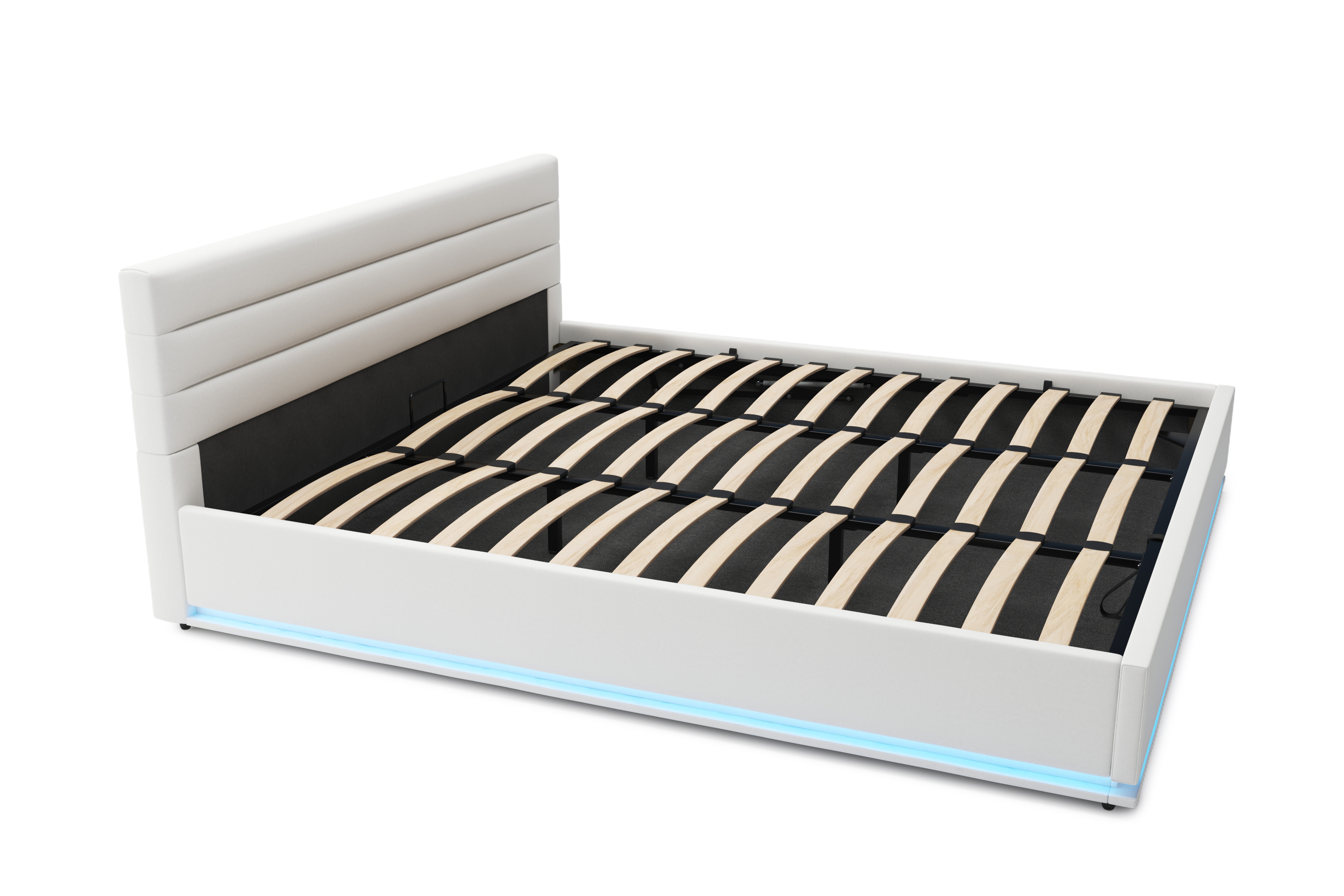 Lederbett LED STARDUST 180 x 200 cm weiss