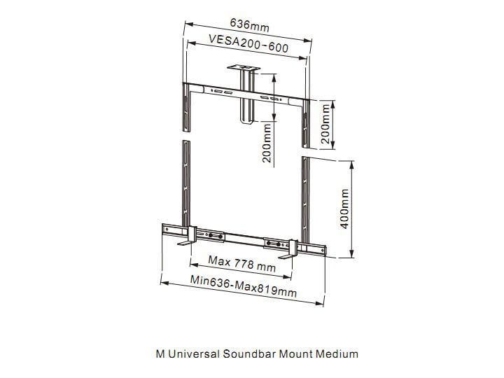 Multibrackets Wandhalterung Soundbar Mount Medium 2876 Schw Für Fernseher mit einer Grösse von 40 bis 70