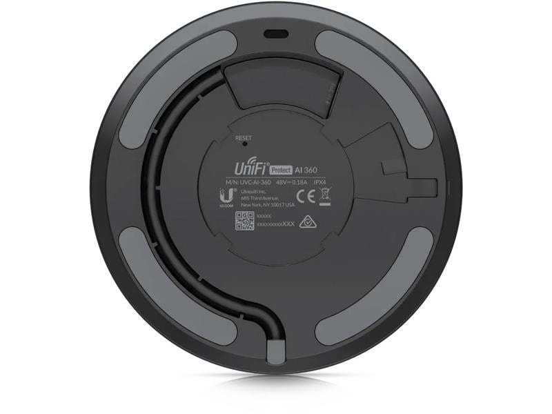 Ubiquiti Netzwerkkamera UniFi Protect AI 360 Schwarz Hochauflösende Schwenk-Neige-Zoom-Kamera mit 360°-Fisheye-Objektiv und integrierten IR-LEDs für die Rundum-Überwachung rund um die Uhr
