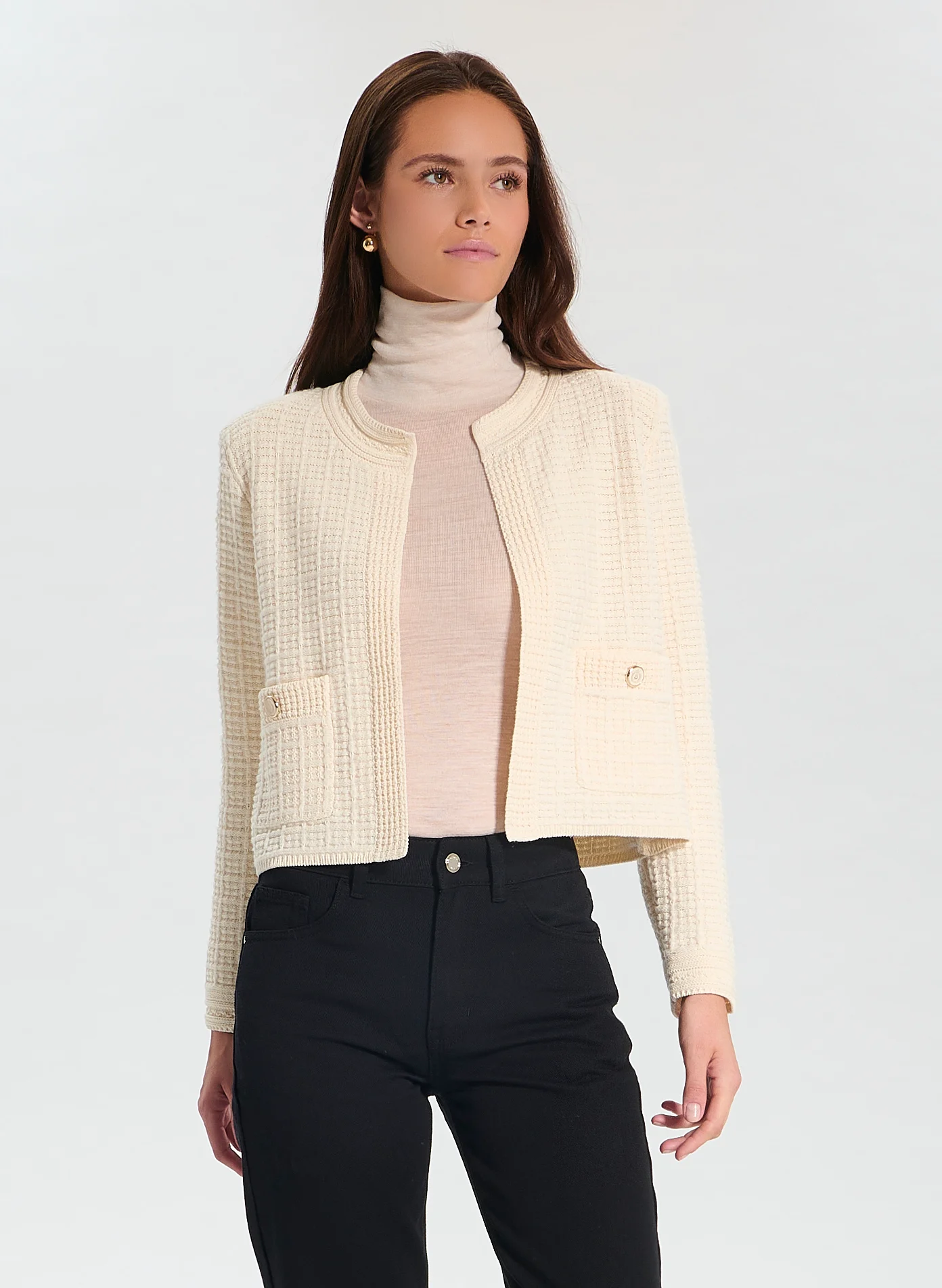 GLADE - Gilet droit en laine | Blanc
