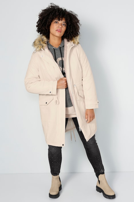 Parka, Straight Fit, Teddyfutter, Kapuze, 2-Wege-Zipper, Langarm