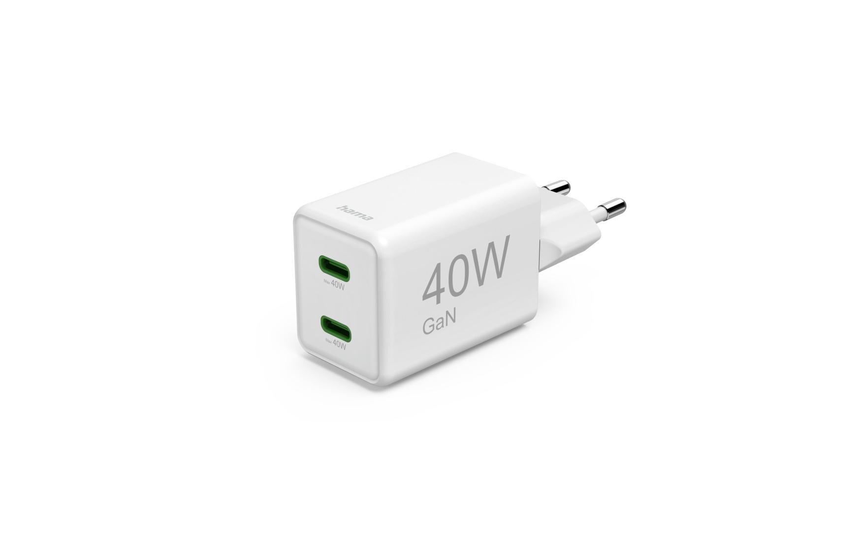 USB-Wandladegerät Gan charger 2x USBC 40 W WeissSuper-Mini-GaN-Ladegerät mit 2x USB-C