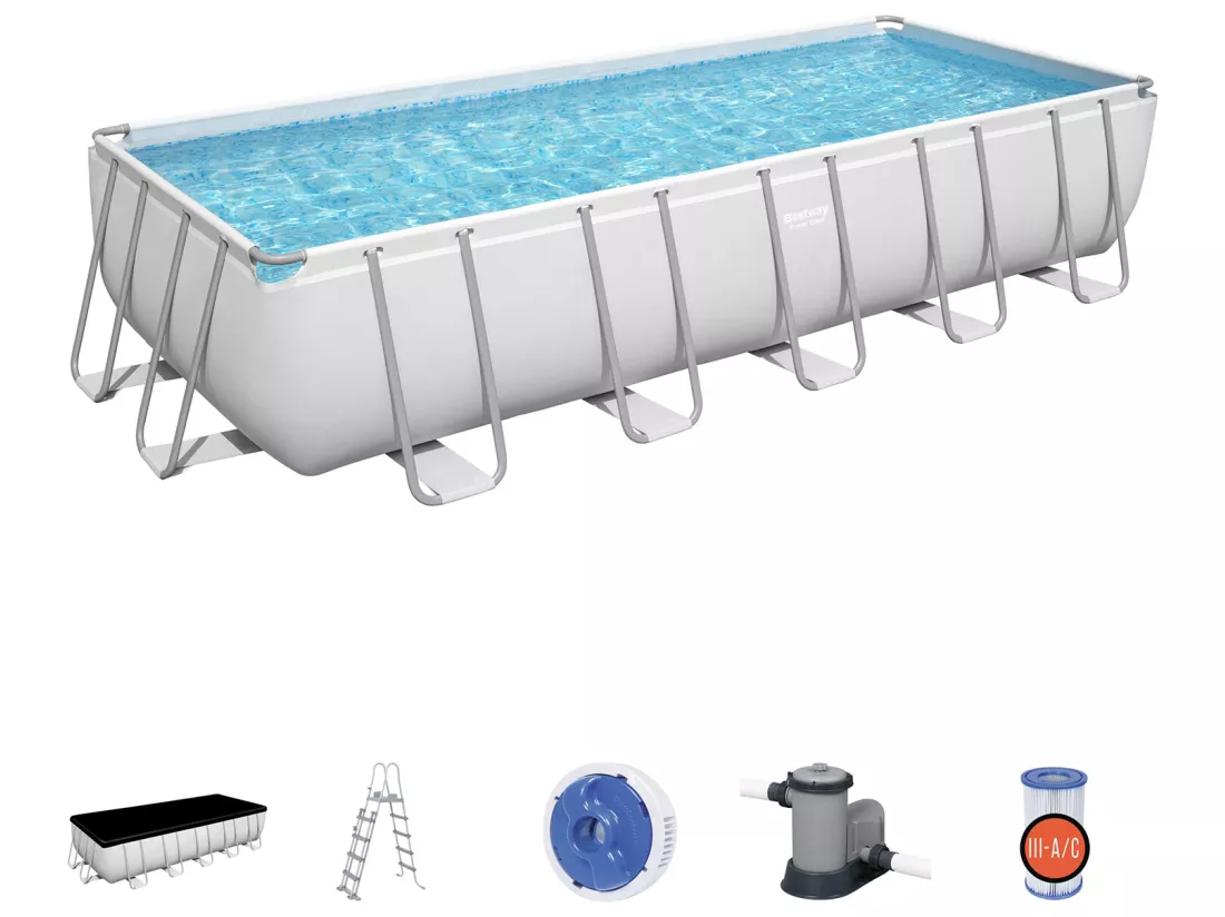 Piscine Hors-sol Tubulaire Bestway Power Steel 640x274x132 cm Épurateur à Cartouche de 5 678 L/H Bâche et Échelle