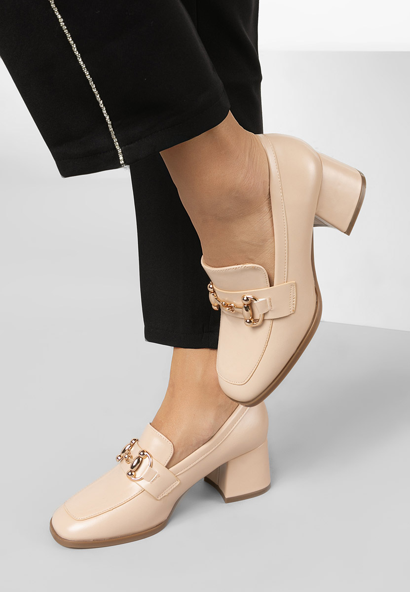 Mocassins à talon beige Ixea